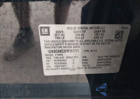 2015 Chevrolet Suburban 1500 Ltz from USA, damaged, VIN 1GNSCKKC2FR157771